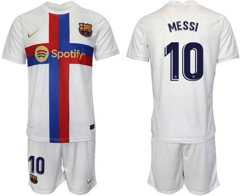 Men 2022-2023 Club Barcelona white away #10 Soccer Jerseys->barcelona jersey->Soccer Club Jersey